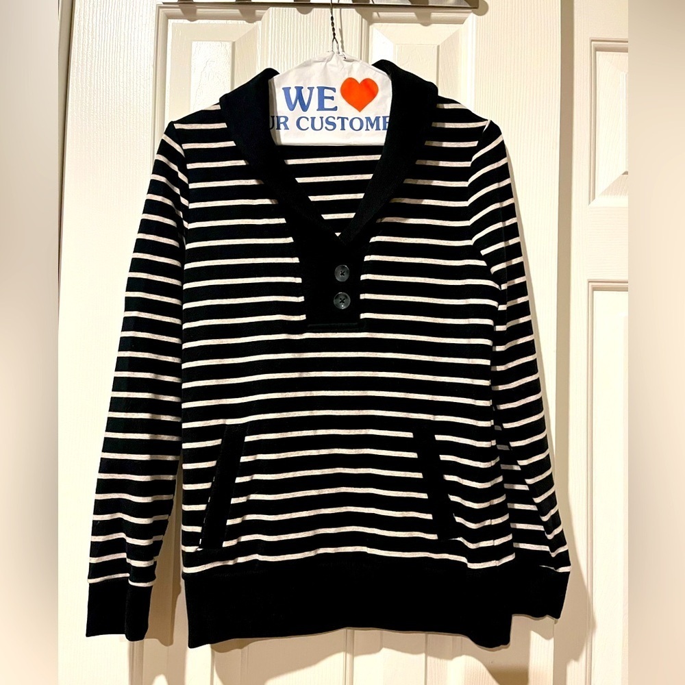 XS Banana Republic striped sweatshirt with shawl collar and front pocket